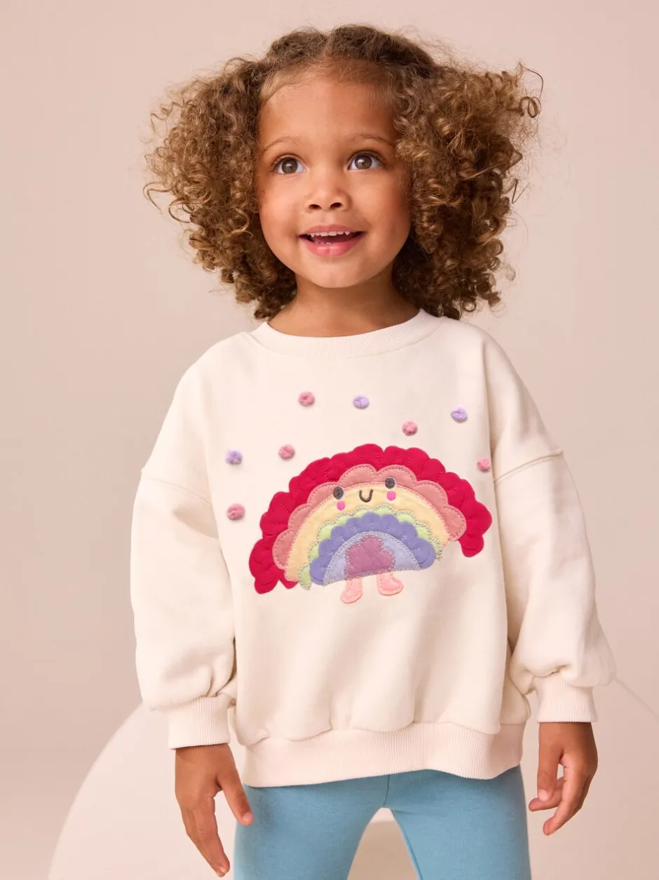 Truien En Breisels|Sweaters En Hoody´S|Next - Sweatshirt met ronde hals (3 mnd-7 jr) Crème Regenboog Taco