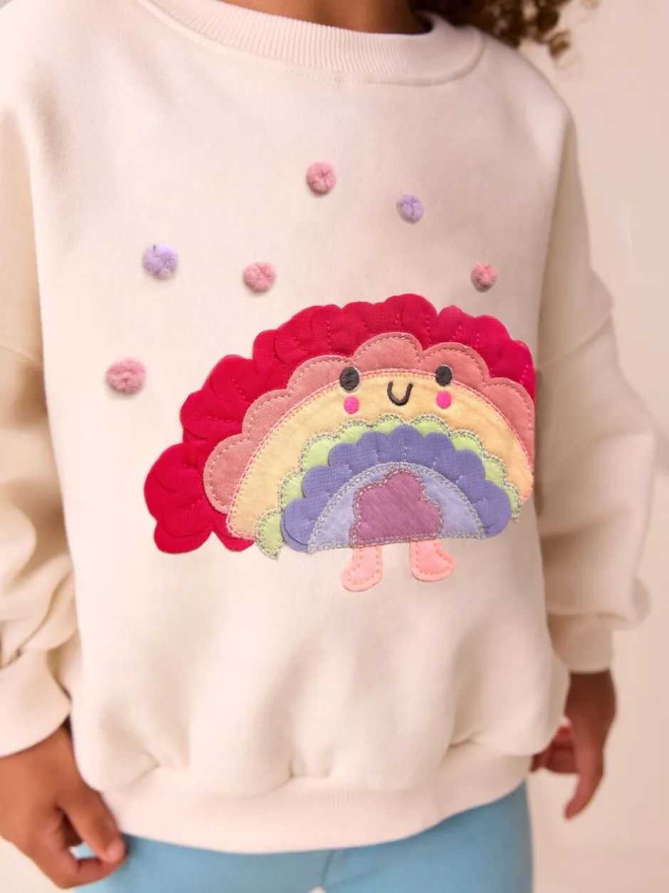 Truien En Breisels|Sweaters En Hoody´S|Next - Sweatshirt met ronde hals (3 mnd-7 jr) Crème Regenboog Taco