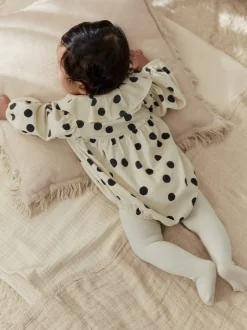 Sets En Combisets|Rompertjes En Tuinbroeken|Next Crème/Charcoal met stippen - Babyrompers met bloemenprint Set 2 -delig met maillot (0mnd -3jr)