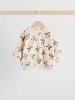 Truien En Breisels|Sets En Outfits*Next Crème/grijs - Set van zachte velours trui met strikprint en broek (0mnd -2jr)