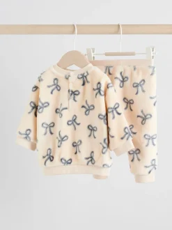 Truien En Breisels|Sets En Outfits*Next Crème/grijs - Set van zachte velours trui met strikprint en broek (0mnd -2jr)