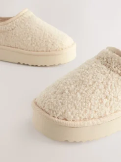 Pantoffels*Next - Lage schoenen Shoot fleece gevoerde pantoffels Crèmekleurig borg