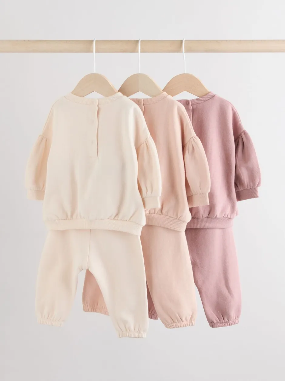 Sets En Combisets|Truien En Breisels|Next - Baby sweatshirt en joggingbroek 6 -delige set (0mnd -2jr) Crèmekleurig/roze