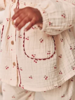 Tops|Sets En Outfits*Next - 2 -delige babyset van geweven tops en broeken met lange mouwen (0mnd -2jr) Crème/rode kers
