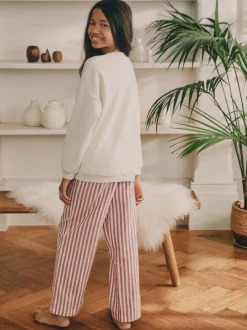Nachtkleding En Pyjama's|Pyjama's|Next - Sweatshirt Pyjama's (2-16jaar) Crème/rode strik