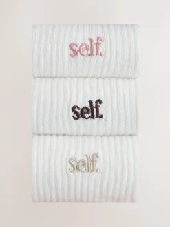 Sokken En Panty's|self. Crème/roze/choc - zelf. 3 paar lounge enkelsokken met verzachte zool