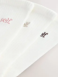 Sokken En Panty's|self. Crème/roze/choc - zelf. 3 paar lounge enkelsokken met verzachte zool