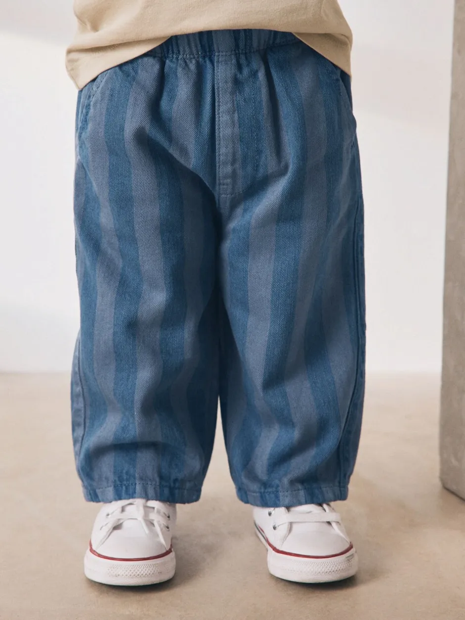 Multipacks|Broeken En Chino's|Next Dambordmotief/Blauwe Strepen - Set van 2 wijde broeken met elastische taille (3mnd-7jr)