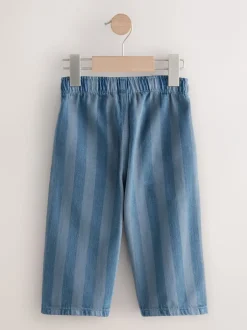 Multipacks|Broeken En Chino's|Next Dambordmotief/Blauwe Strepen - Set van 2 wijde broeken met elastische taille (3mnd-7jr)