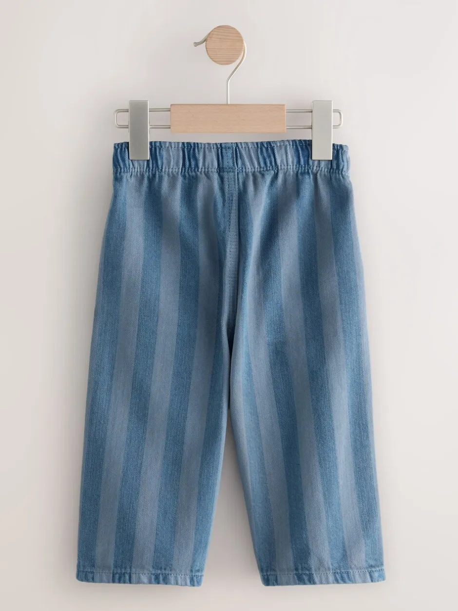 Multipacks|Broeken En Chino's|Next Dambordmotief/Blauwe Strepen - Set van 2 wijde broeken met elastische taille (3mnd-7jr)
