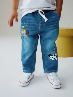 Jeans En Joggingbroeken|Jeans*Next Dark Blue Character Farm - Loose Pull On Jeans (3mths-7yrs)