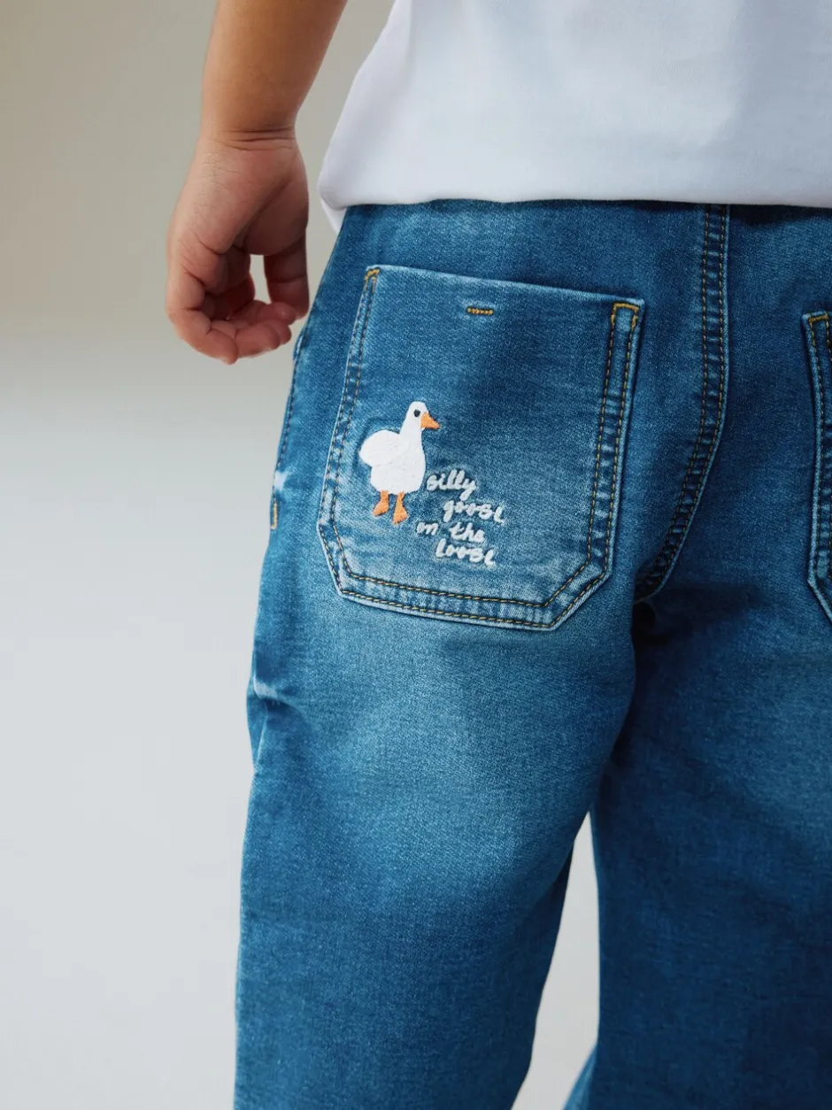 Jeans En Joggingbroeken|Jeans*Next Dark Blue Character Farm - Loose Pull On Jeans (3mths-7yrs)