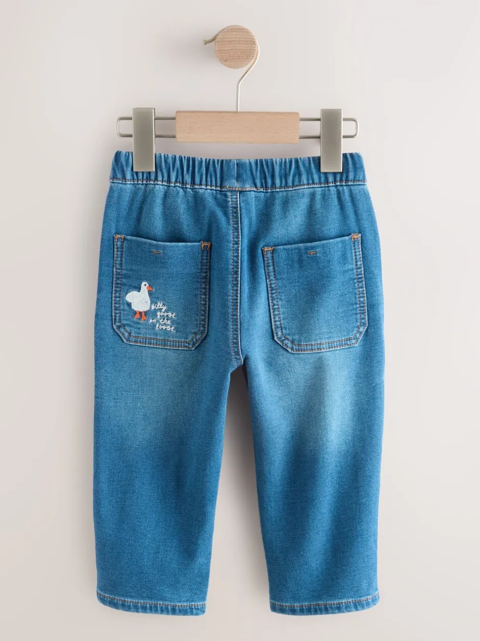 Jeans En Joggingbroeken|Jeans*Next Dark Blue Character Farm - Loose Pull On Jeans (3mths-7yrs)
