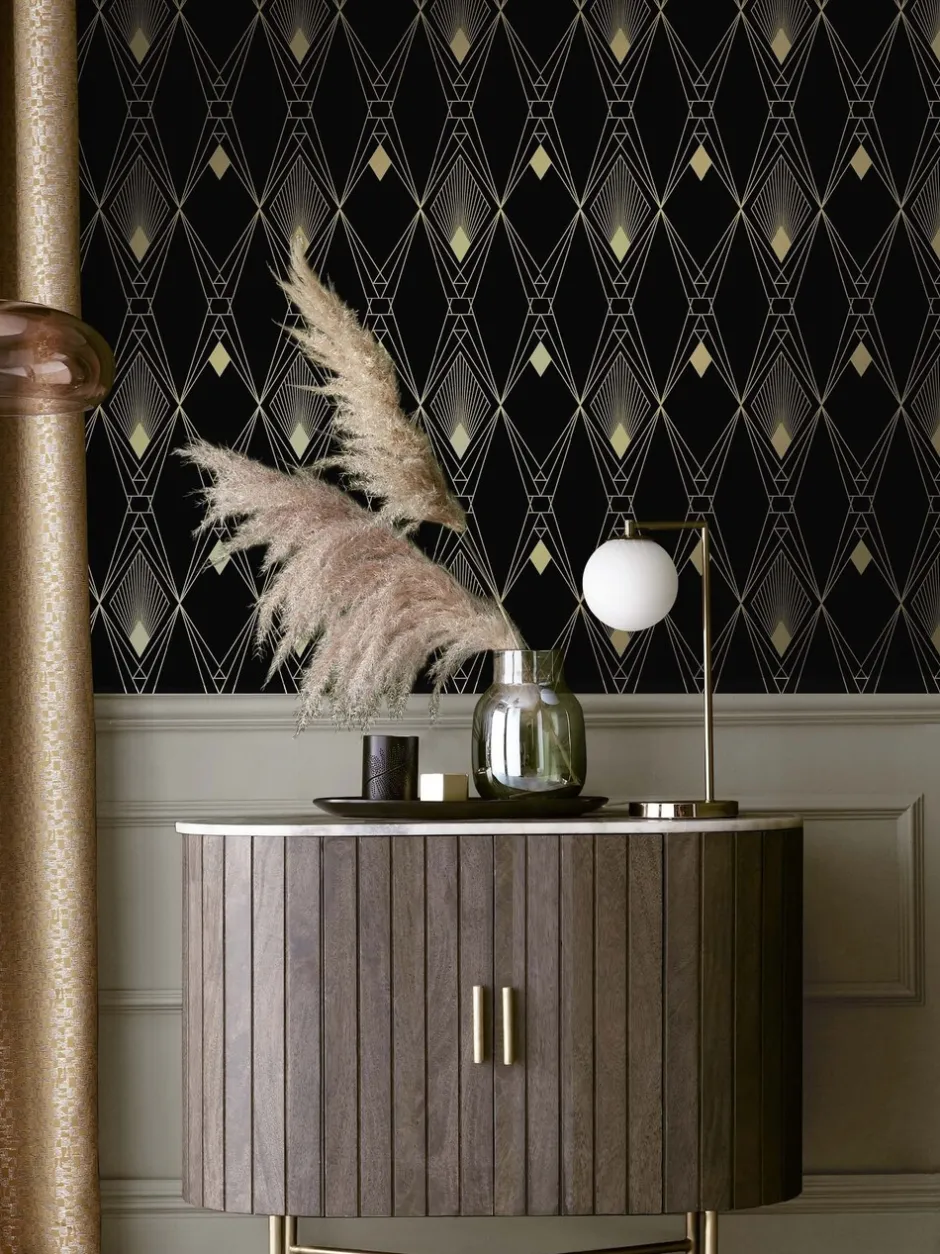 Behang*Next Deco Geometric 10M Wallpaper Zwart