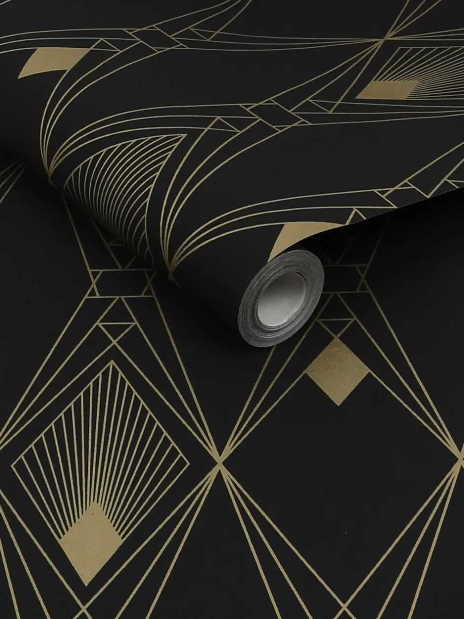 Behang*Next Deco Geometric 10M Wallpaper Zwart