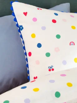 Kinderbeddengoed*Next Dekbedovertrek en kussensloop White Multi Spot Super Soft Brushed Cotton