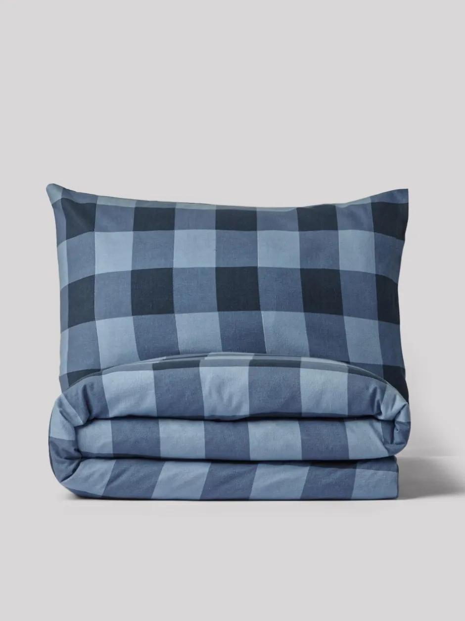 Kinderbeddengoed|Next Dekbedovertrek en kussensloop Blue Check Super Soft Brushed Cotton
