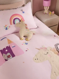 Kinderbeddengoed|Beddengoedsets En Dekbedovertrekken|Next Dekbedovertrek- en kussensloopset met eenhoorn en feeënkasteel
