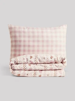 Kinderbeddengoed|Next Dekbedovertrek en kussensloop Pink Fairisle heart Super Soft Brushed cotton