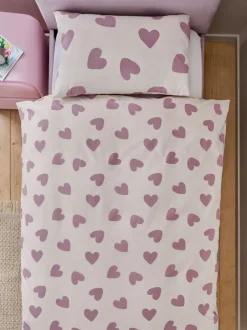 Kinderbeddengoed|Beddengoedsets En Dekbedovertrekken*Next Dekbedovertrek- en kussensloopset met print Wit/paarse hartjes