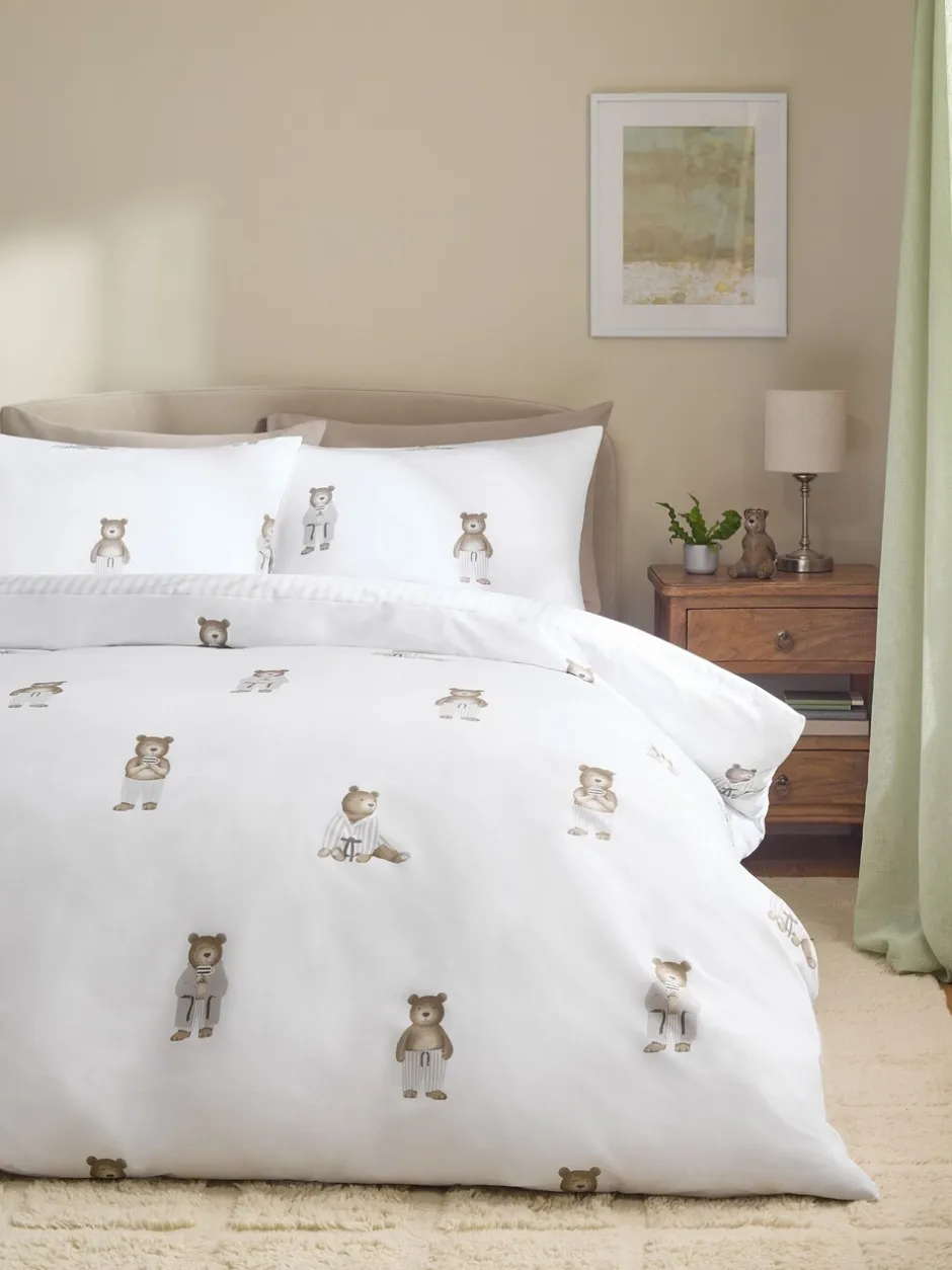 Beddengoedsets En Dekbedovertrekken|Next 2-delige set met omkeerbaar dekbedovertrek en kussensloop Wit/Naturel Bertie Bear