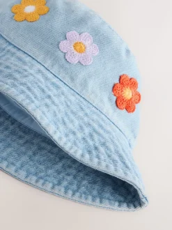 Mutsen, Handschoenen En Sjaals|Next Denim - Crochet Flower Bucket Hat (3mths-10yrs)