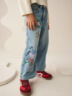 Jeans*Next Denim - Jeans met wijde pijpen en borduursel (3-16jr)