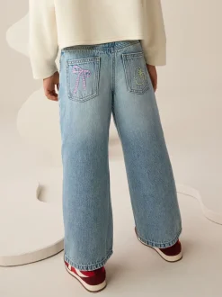 Jeans*Next Denim - Jeans met wijde pijpen en borduursel (3-16jr)