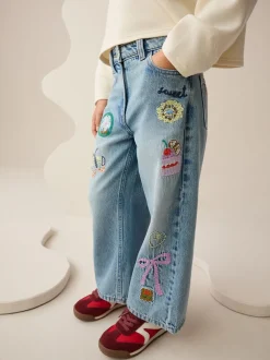 Jeans*Next Denim - Jeans met wijde pijpen en borduursel (3-16jr)