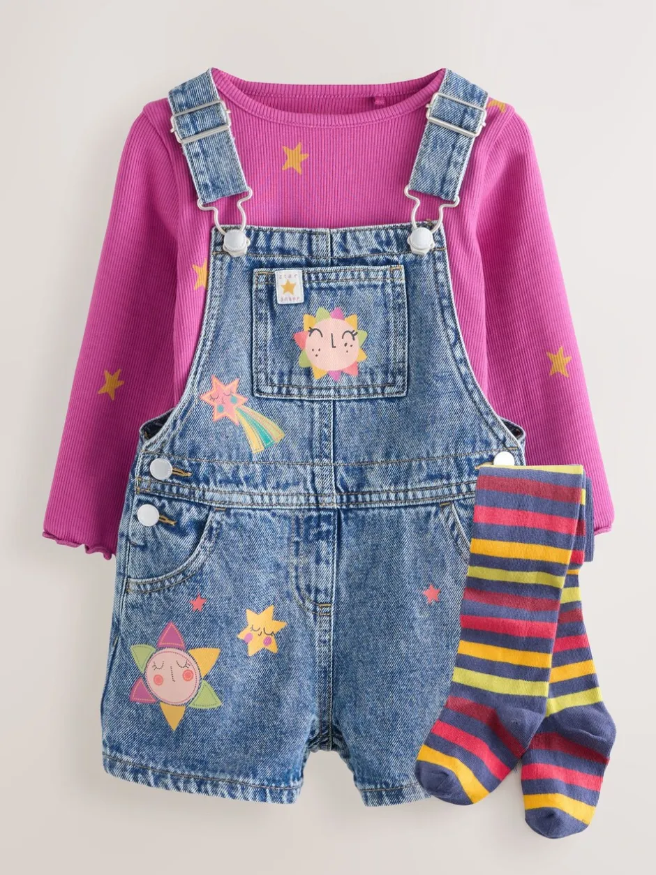 Jumpsuits En Playsuits|Next Denim - Set met kosmische tuinbroek (3mnd -7jr)