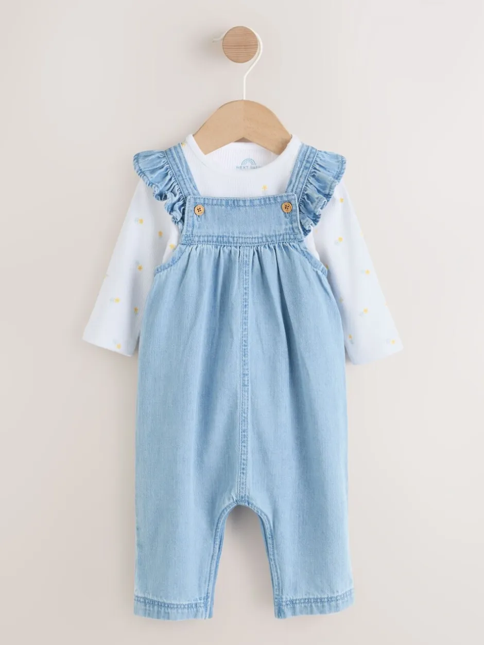 Sets En Combisets|Rompertjes En Tuinbroeken*Next - Set van bretelbroek en bodysuit met lange mouwen 2 -delig (0mnd -3jr) Denim