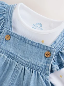 Sets En Combisets|Rompertjes En Tuinbroeken*Next - Set van bretelbroek en bodysuit met lange mouwen 2 -delig (0mnd -3jr) Denim