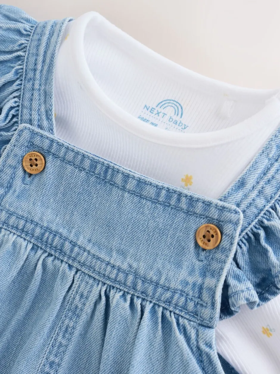 Sets En Combisets|Rompertjes En Tuinbroeken*Next - Set van bretelbroek en bodysuit met lange mouwen 2 -delig (0mnd -3jr) Denim
