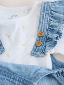Sets En Combisets|Rompertjes En Tuinbroeken*Next - Set van bretelbroek en bodysuit met lange mouwen 2 -delig (0mnd -3jr) Denim