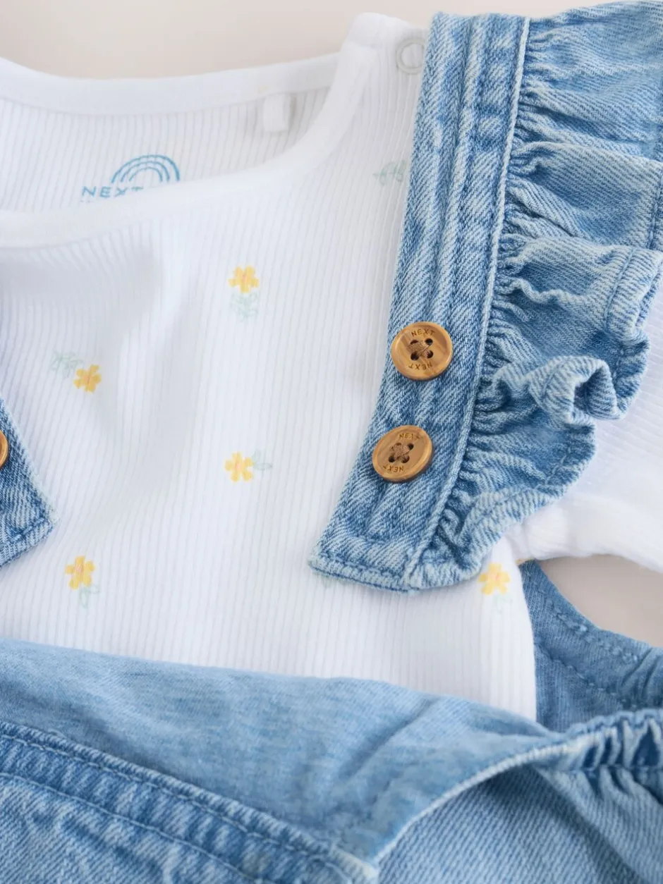 Sets En Combisets|Rompertjes En Tuinbroeken*Next - Set van bretelbroek en bodysuit met lange mouwen 2 -delig (0mnd -3jr) Denim