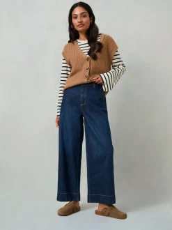 Jeans*Fat Face - FatFace jeans met wijde pijpen en cropped model Denim donkerblauw