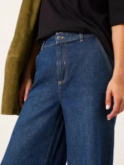 Jeans*Fat Face - FatFace jeans met wijde pijpen en cropped model Denim donkerblauw