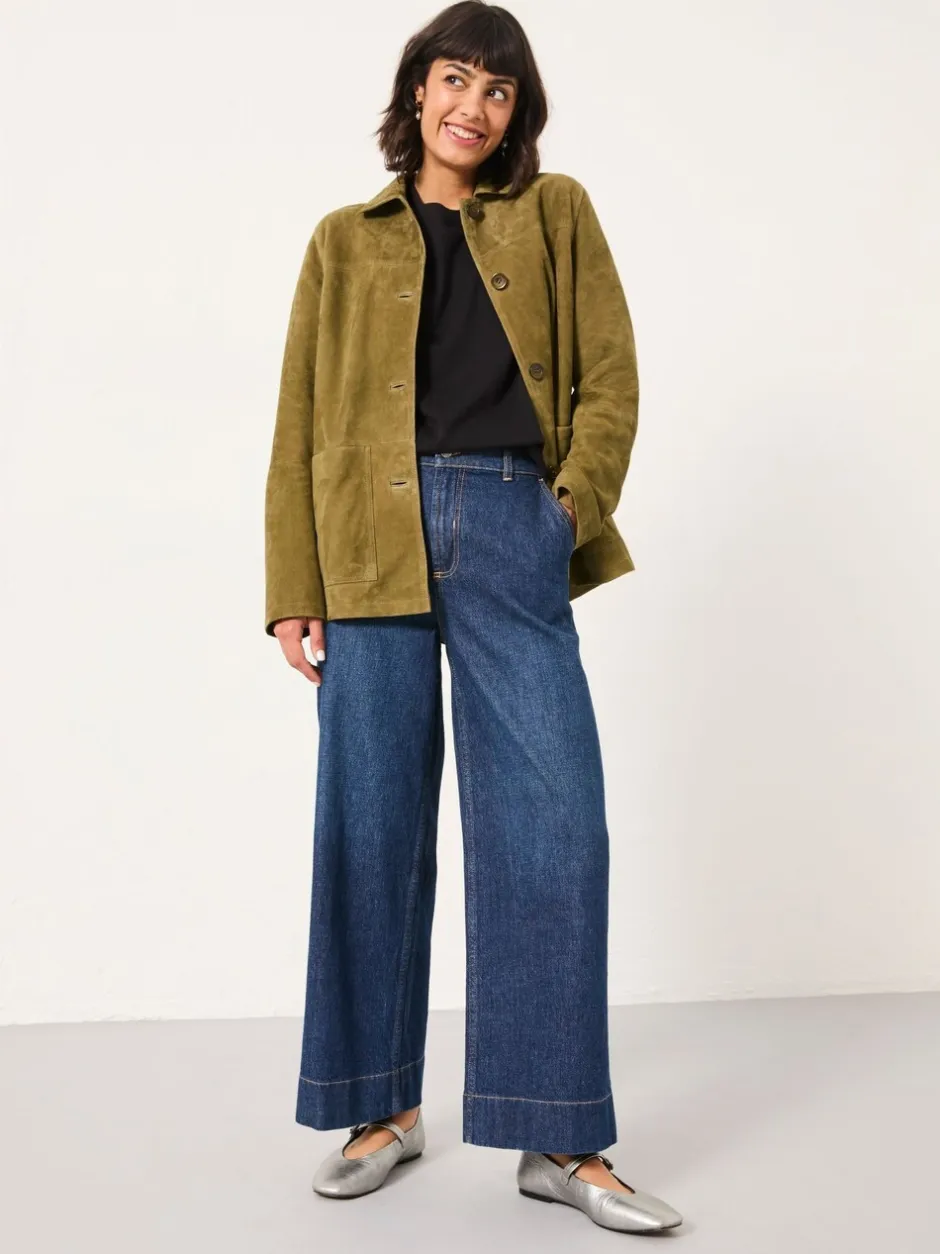 Jeans*Fat Face - FatFace jeans met wijde pijpen en cropped model Denim donkerblauw