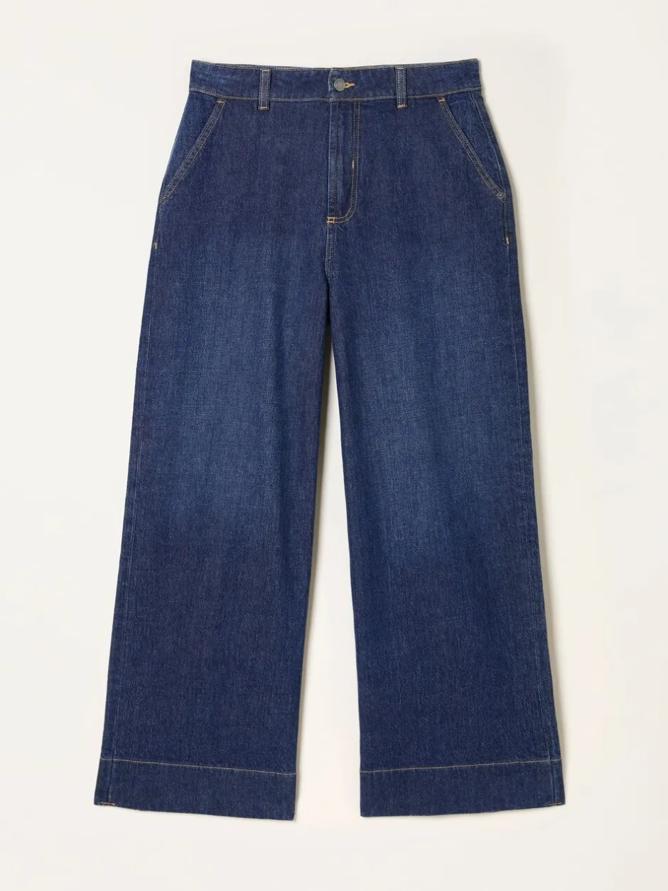Jeans*Fat Face - FatFace jeans met wijde pijpen en cropped model Denim donkerblauw