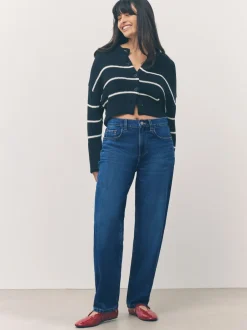 Jeans|Next - Jeans met ruime rechte pijpen Denim donkerblauw