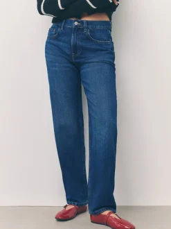 Jeans|Next - Jeans met ruime rechte pijpen Denim donkerblauw