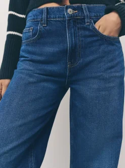 Jeans|Next - Jeans met ruime rechte pijpen Denim donkerblauw