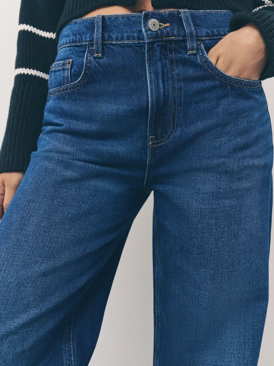 Jeans|Next - Jeans met ruime rechte pijpen Denim donkerblauw