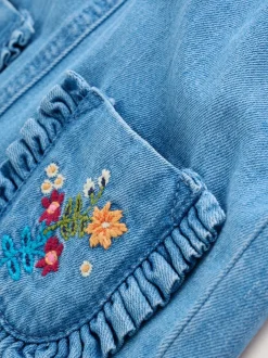 Rompertjes En Tuinbroeken|Tuinbroeken|Next - Set van bretelbroek en bodysuit met lange mouwen 2 -delig (0mnd -3jr) Denim met borduursel