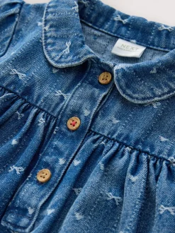 Jurken|Jurken*Next - Jurkje met kraag en lange mouwen (3mnd-8jr) Denim strik