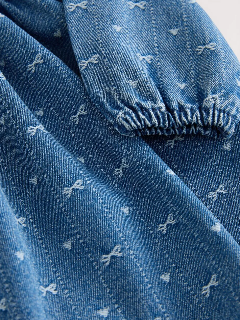 Jurken|Jurken*Next - Jurkje met kraag en lange mouwen (3mnd-8jr) Denim strik