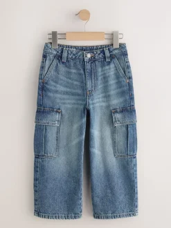 Jeans En Joggingbroeken|Jeans*Next Denim tint - Superwijde Denim Cargobroeken (3-16jr)