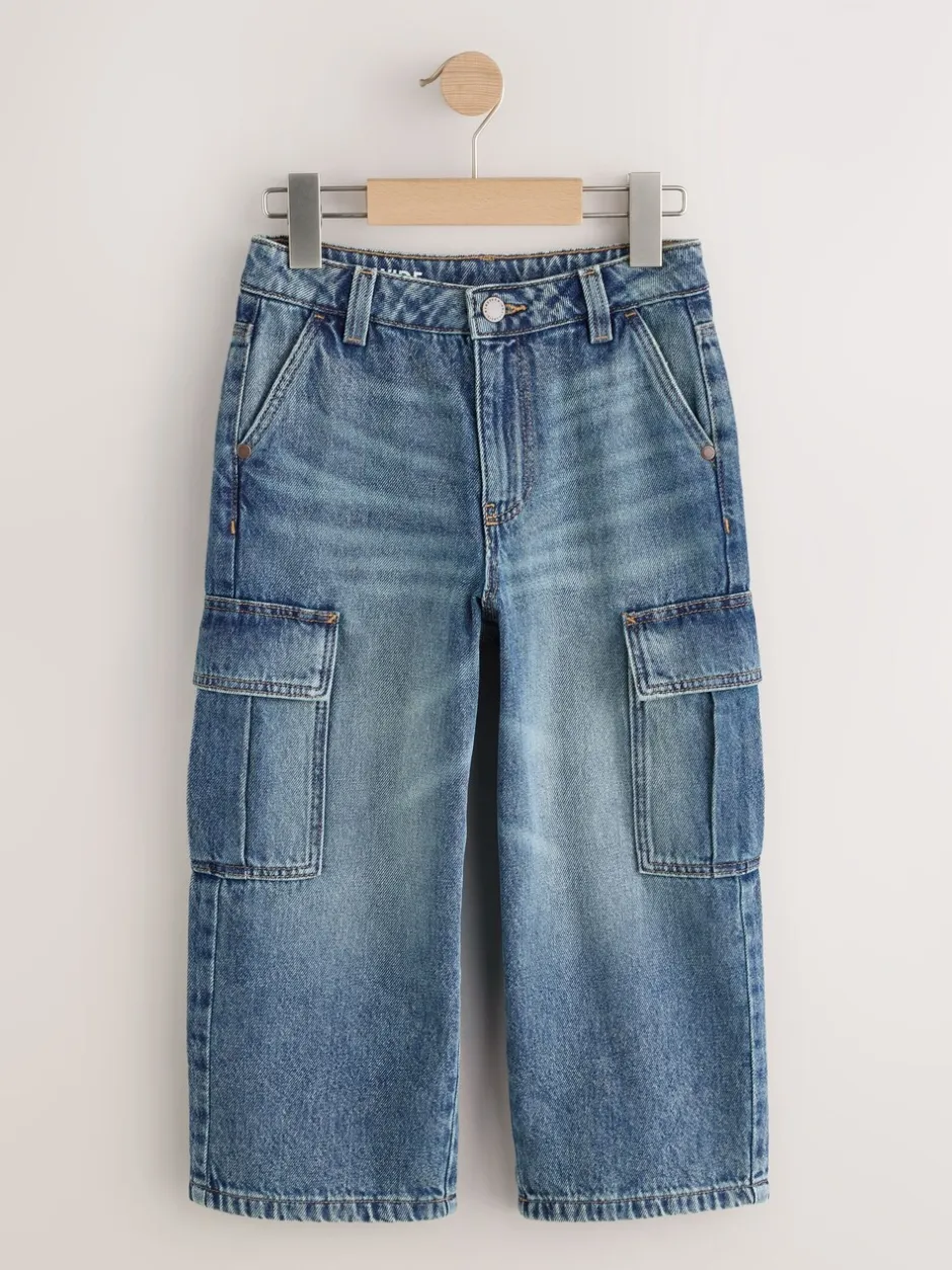 Jeans En Joggingbroeken|Jeans*Next Denim tint - Superwijde Denim Cargobroeken (3-16jr)