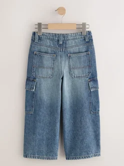 Jeans En Joggingbroeken|Jeans*Next Denim tint - Superwijde Denim Cargobroeken (3-16jr)