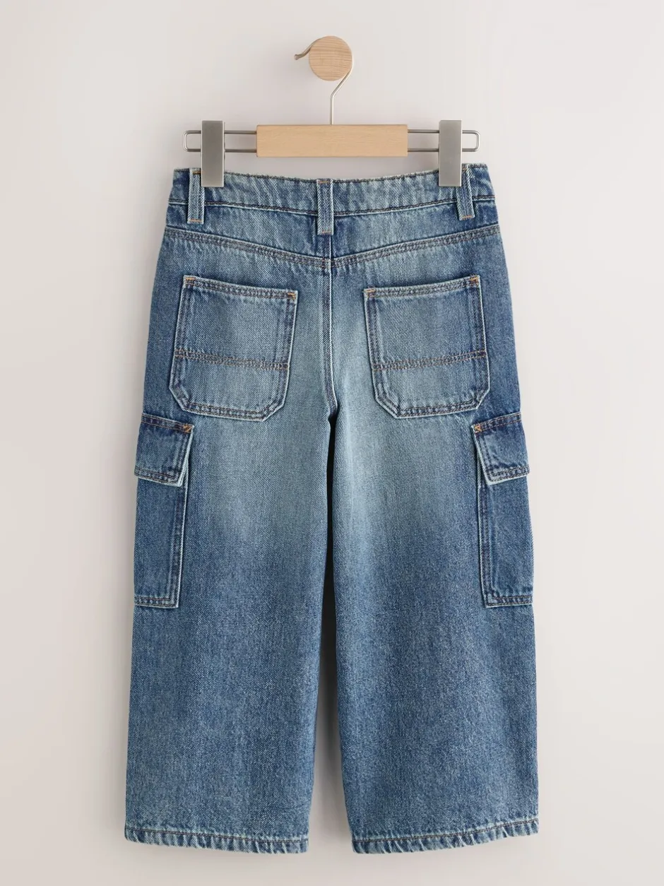 Jeans En Joggingbroeken|Jeans*Next Denim tint - Superwijde Denim Cargobroeken (3-16jr)